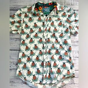 Huntington Pineapple Print‎ Men’s Preppy Casual Button Down Shirt